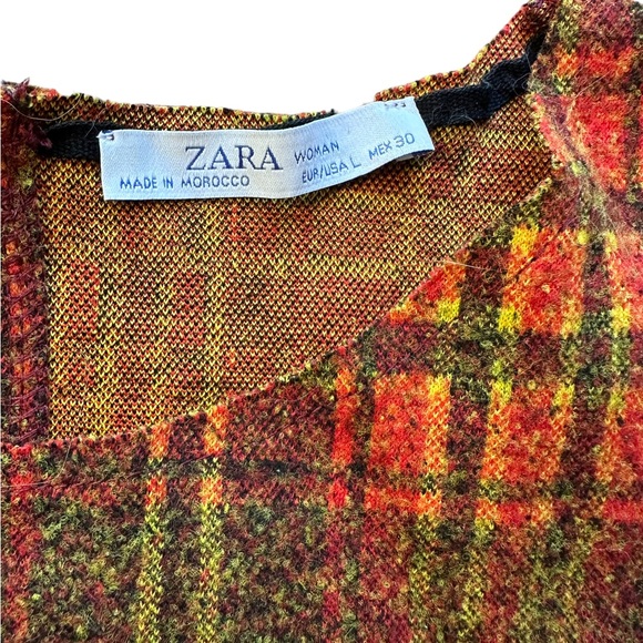 Zara Plaid Peplum Top, Size L - Picture 3 of 3